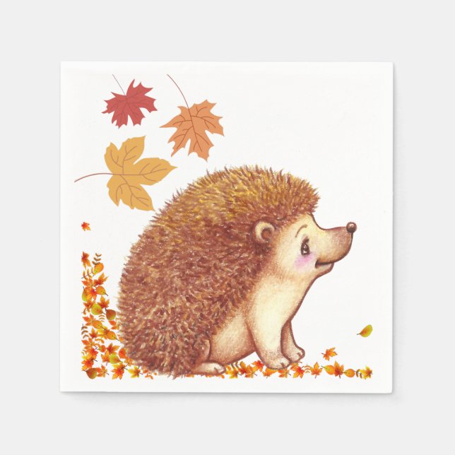 Wildlife Cute hedgehog paper napkin. Thanksgiving Napkin (Front)
