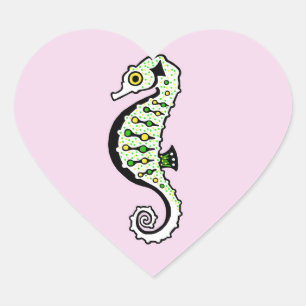 Wildlife - Cute I love SEAHORSES - Pink Heart Sticker