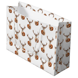 Wildlife Deer Head Watercolor Large Gift Bag