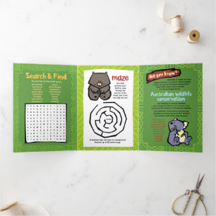 Wildlife Echidna Puzzle Greeting Card Trifold 