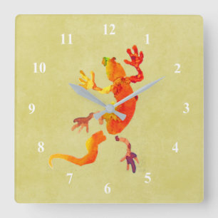 Wildlife eco gecko lizard reptile square wall clock