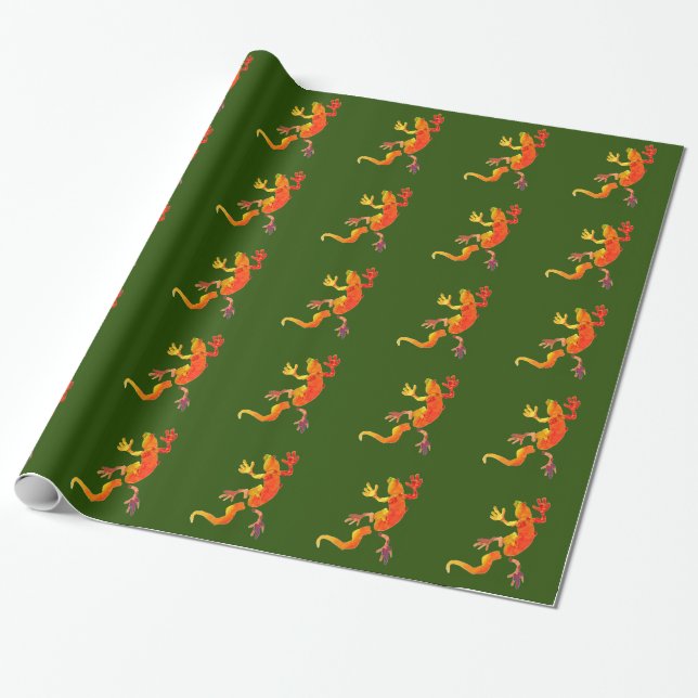 Wildlife eco gecko lizard reptile wrapping paper (Unrolled)