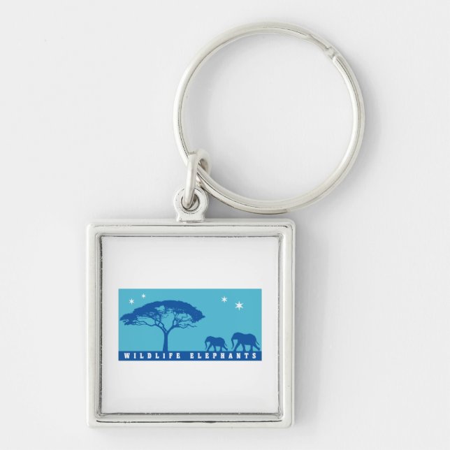 Wildlife Elephants Key Ring (Front)