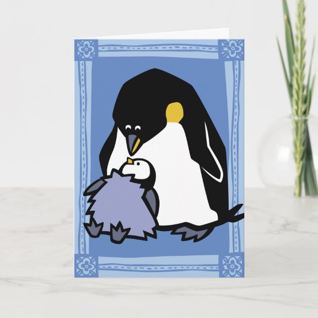 Wildlife Emperor Penguin Puzzle Greeting Card (Front)