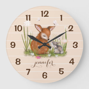 Wildlife Fawn Bunny Butterfly Nature Wall Clock