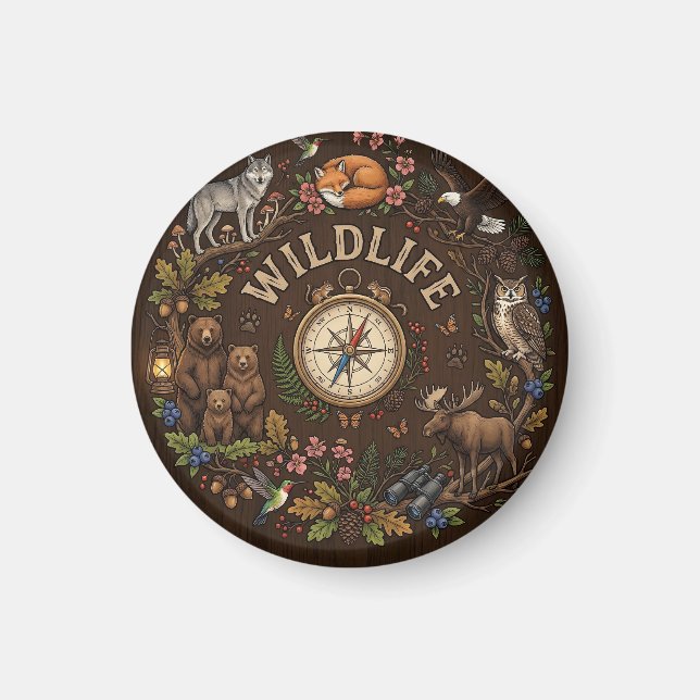 "Wildlife" Forest Adventure Illustration Magnet (Front)
