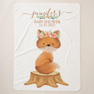 Wildlife Fox with Flower gift for mum to be Sherpa Blanket