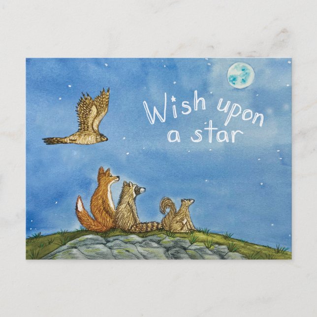 Wildlife Friends Stargazing Postcard (Front)
