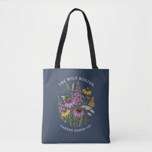 Wildlife Garden Bee Butterfly Navy Tote Bag