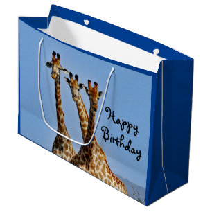 Wildlife Giraffe Herd Photo Birthday Large Gift Bag