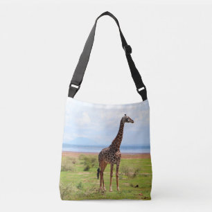 Wildlife Giraffe in safari in Africa, Serengeti Crossbody Bag