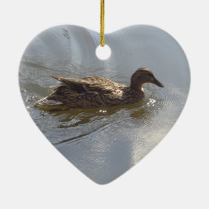 Wildlife Goose swimming in Lake, Nature, Bird Ceramic Tree Decoration