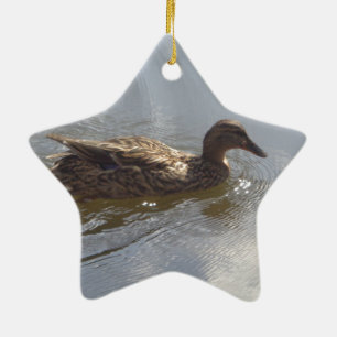 Wildlife Goose swimming in Lake, Nature, Bird Ceramic Tree Decoration