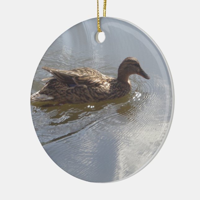 Wildlife Goose swimming in Lake, Nature, Bird Ceramic Tree Decoration (Left)