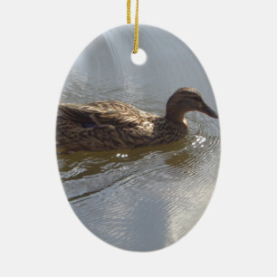 Wildlife Goose swimming in Lake, Nature, Bird Ceramic Tree Decoration