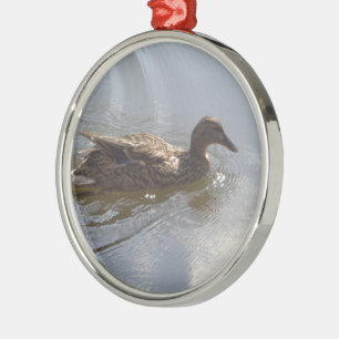 Wildlife Goose swimming in Lake, Nature, Bird Metal Tree Decoration