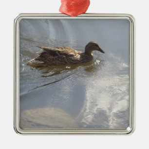 Wildlife Goose swimming in Lake, Nature, Bird Metal Tree Decoration