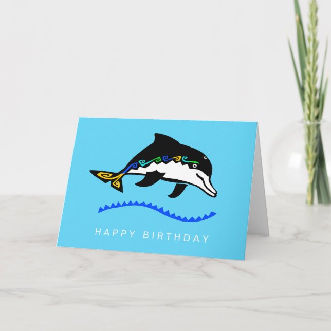 Wildlife -  Graphic DOLPHIN - Nature -Ocean blue Card (Front)