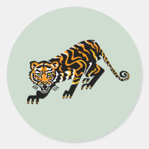 Wildlife - Graphic TIGER - Animal activist -Green Classic Round Sticker