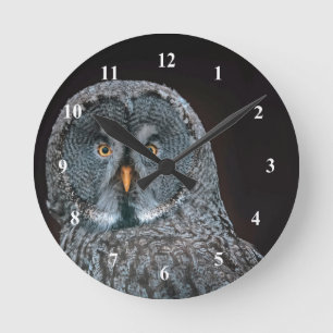 Wildlife Great Gray Owl Photo Round Clock