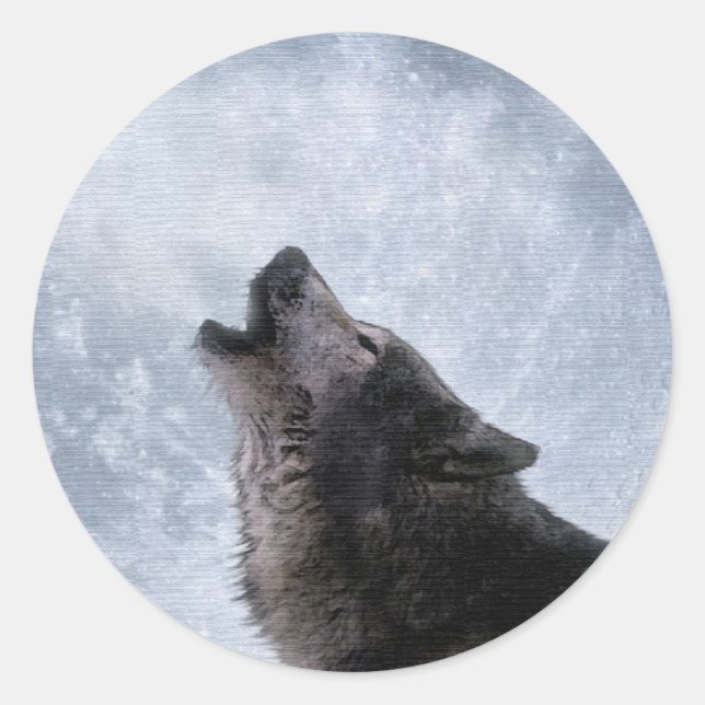 Wildlife Grey Wolf Animal-lover design Classic Round Sticker (Front)