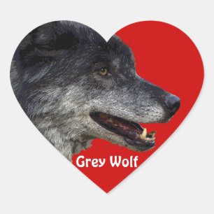 Wildlife Grey Wolf Animal-lover design Heart Sticker