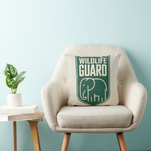 "Wildlife Guard" Minimalist Elephant Shield Emblem Cushion