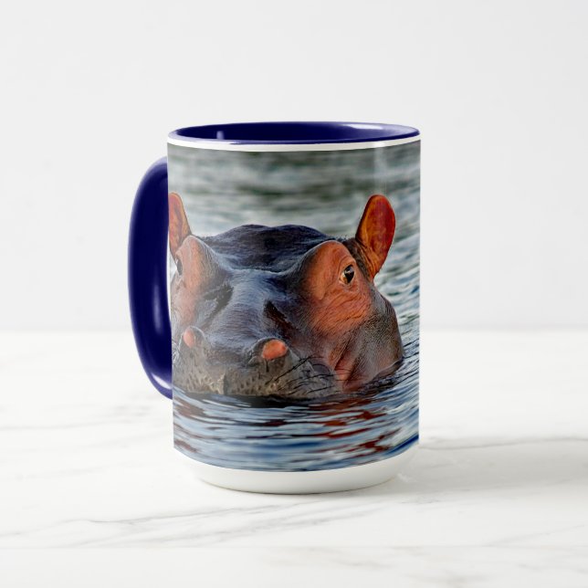 Wildlife Hippo Water Photo Mug (Front Left)