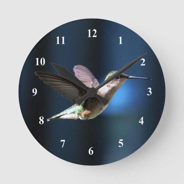 Wildlife Hummingbird Photo Round Clock (Front)