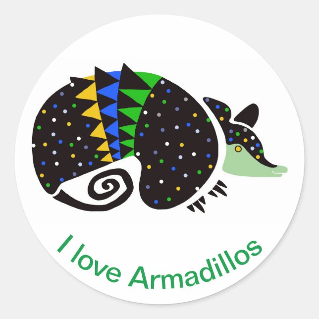 Wildlife -I love Armadillos - Nature - Classic Round Sticker (Front)