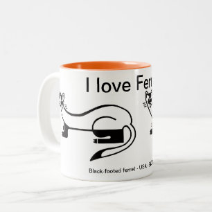 Wildlife - I  love FERRETS- Animal lover - Nature Two-Tone Coffee Mug