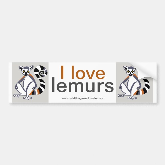 Wildlife - I love LEMURS- Endangered animal - Bumper Sticker (Front)