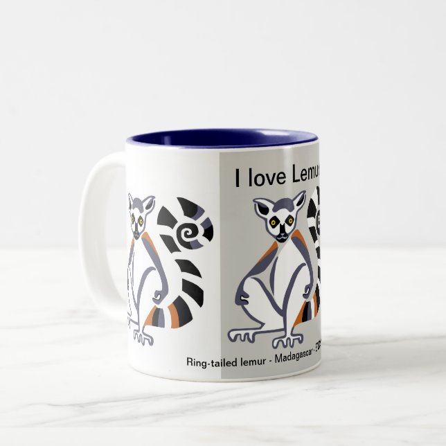 Wildlife -  I love LEMURS - Nature - Two-Tone Coffee Mug (Front Left)