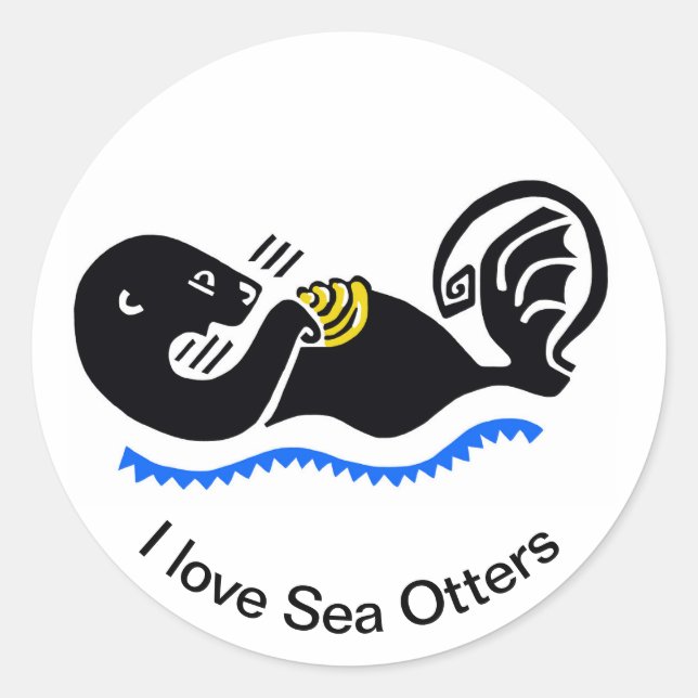 Wildlife -  I love Sea OTTERS- Nature - Classic Round Sticker (Front)
