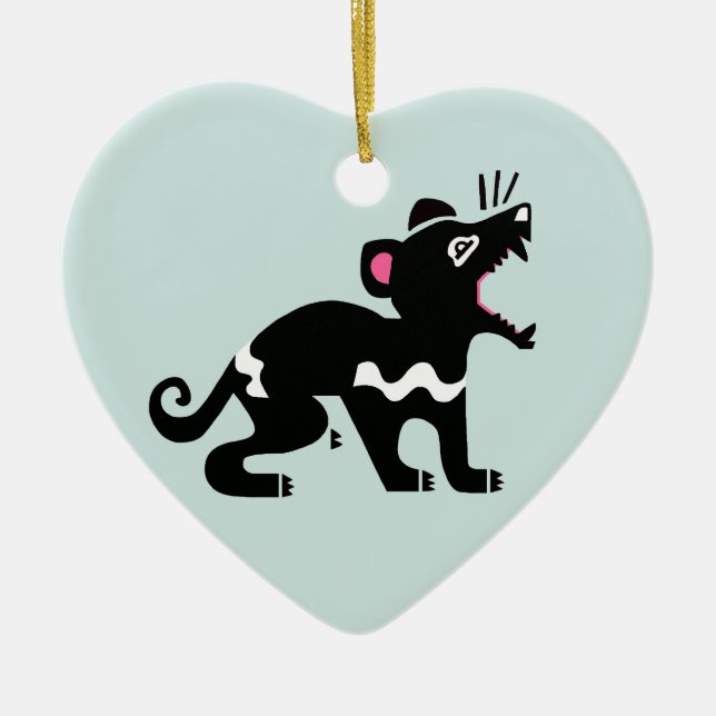 Wildlife - I love Tasmanian DEVILS -Heart Ceramic Tree Decoration (Front)