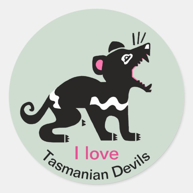 Wildlife - I love Tasmanian devils -Marsupial - Classic Round Sticker (Front)