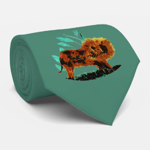 Wildlife Jungle Big Cat Art Lion Tie