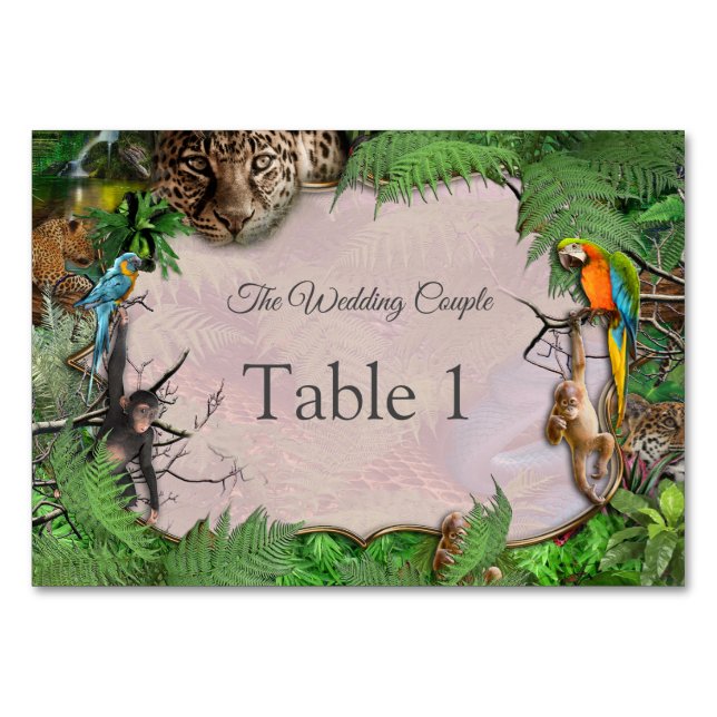 Wildlife Jungle Plants & Animals Table Number (Front)