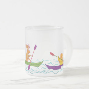 Wildlife Kayakers Frosted Glass Coffee Mug