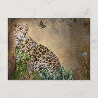 Wildlife Leopard and Butterfly Digital Painting