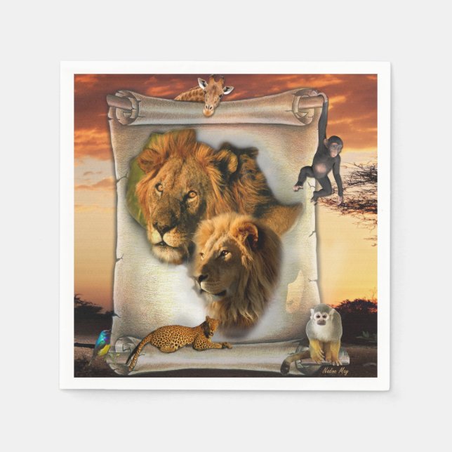 Wildlife Lion from Africa Napkin (Front)