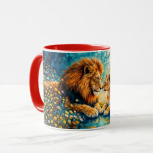 Wildlife Lion Lioness fantasy romantic art Mug