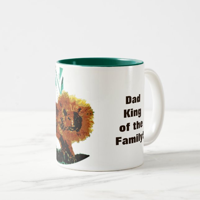 Wildlife Lion Personalised Dad Two-Tone Coffee Mug (Front Right)