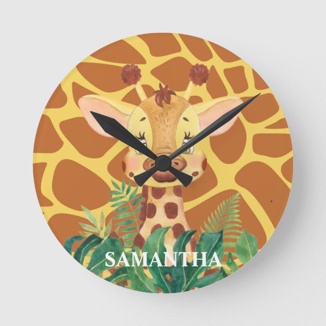 Wildlife Loveable Giraffe Baby  Round Clock (Front)