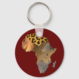 Wildlife Map of AFRICA Keychain