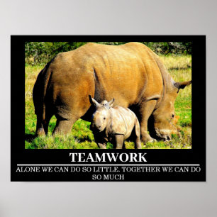 Wildlife Motivational Posters Rhinos Teamwork