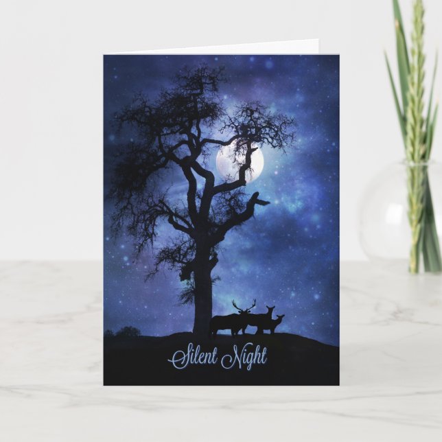 Wildlife Nature Christmas Cards,  Silent Night Holiday Card (Front)