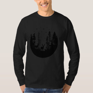 Wildlife Nature Forest Pine Tree Animal Deer Outdo T-Shirt
