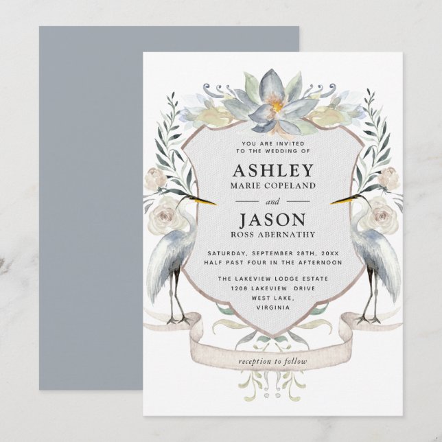 Wildlife Nature Inspired Lake Wedding Invitation (Front/Back)