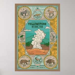 Wildlife of Yellowstone Vintage Poster